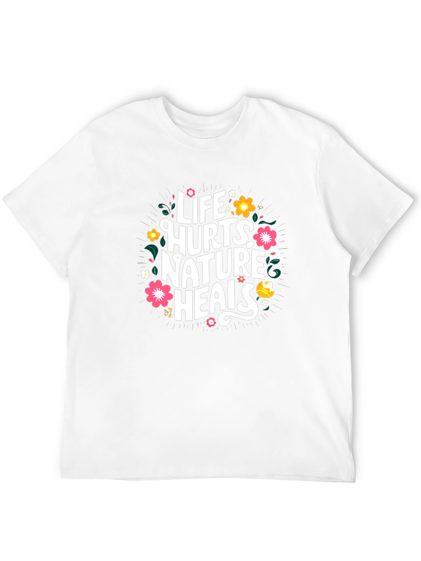 Life Hurts Nature Heals Black Graphic Tee