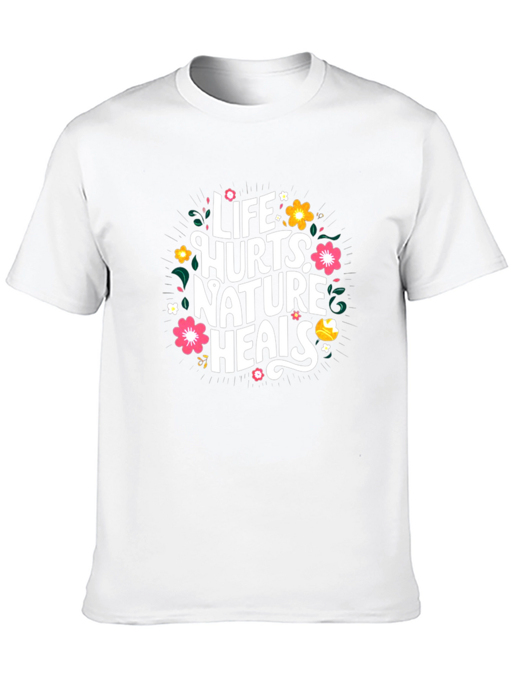 Life Hurts Nature Heals Black Graphic Tee