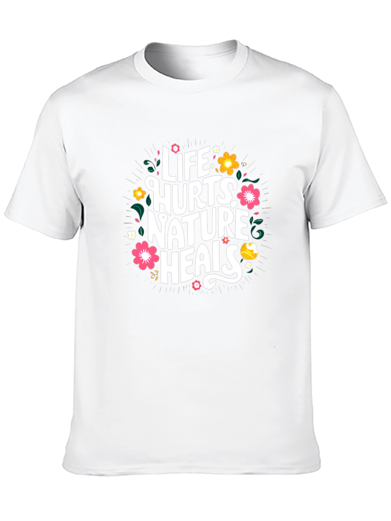 Life Hurts Nature Heals Black Graphic Tee