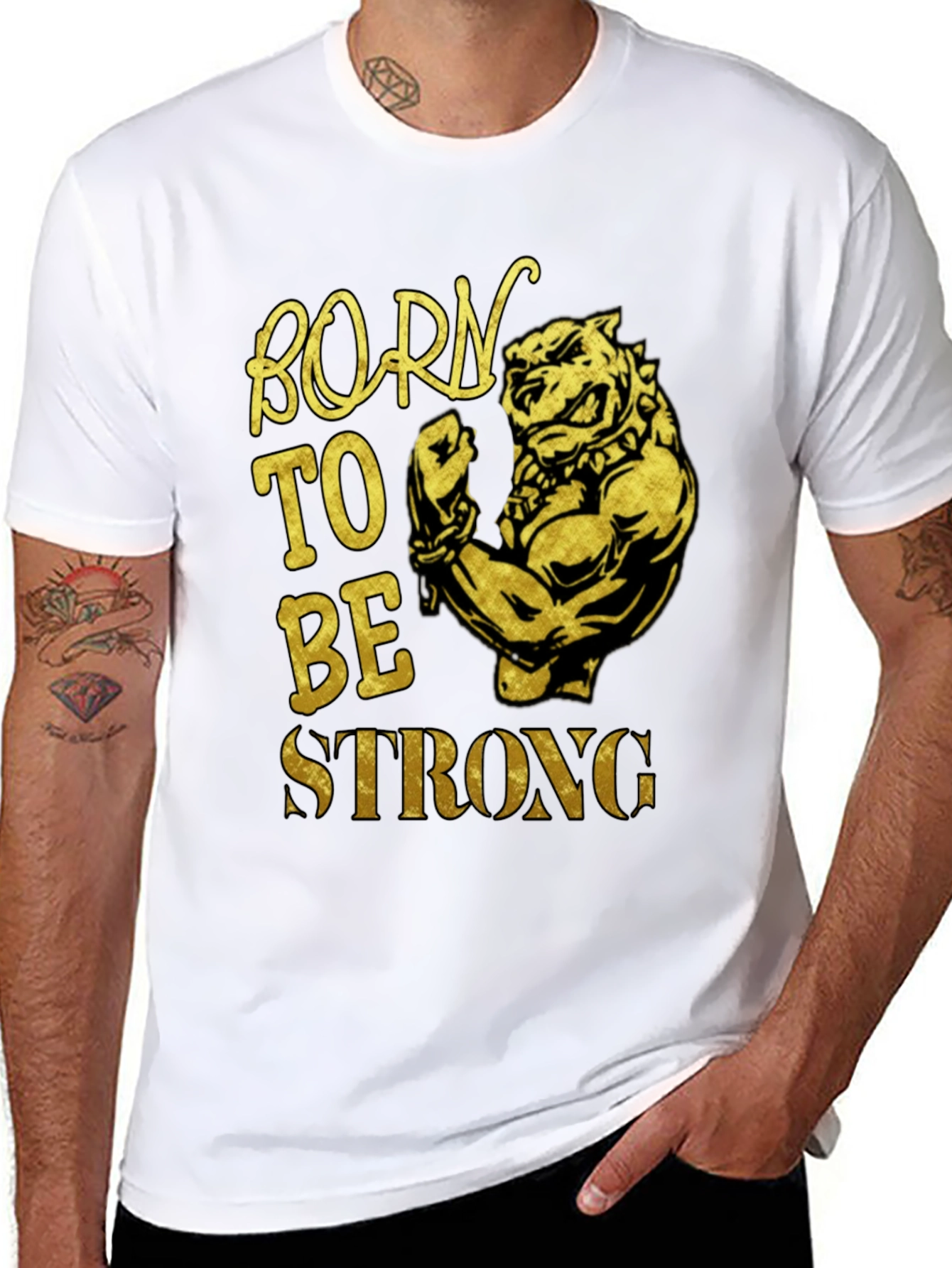 Born To Be Strong Dog Graphic T-Shirt