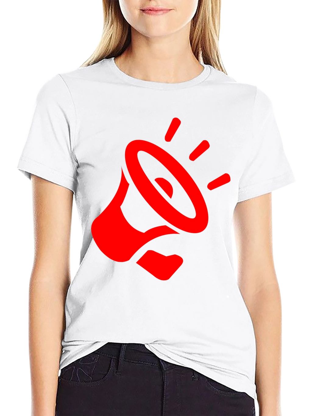 Red Megaphone Graphic Black T-Shirt