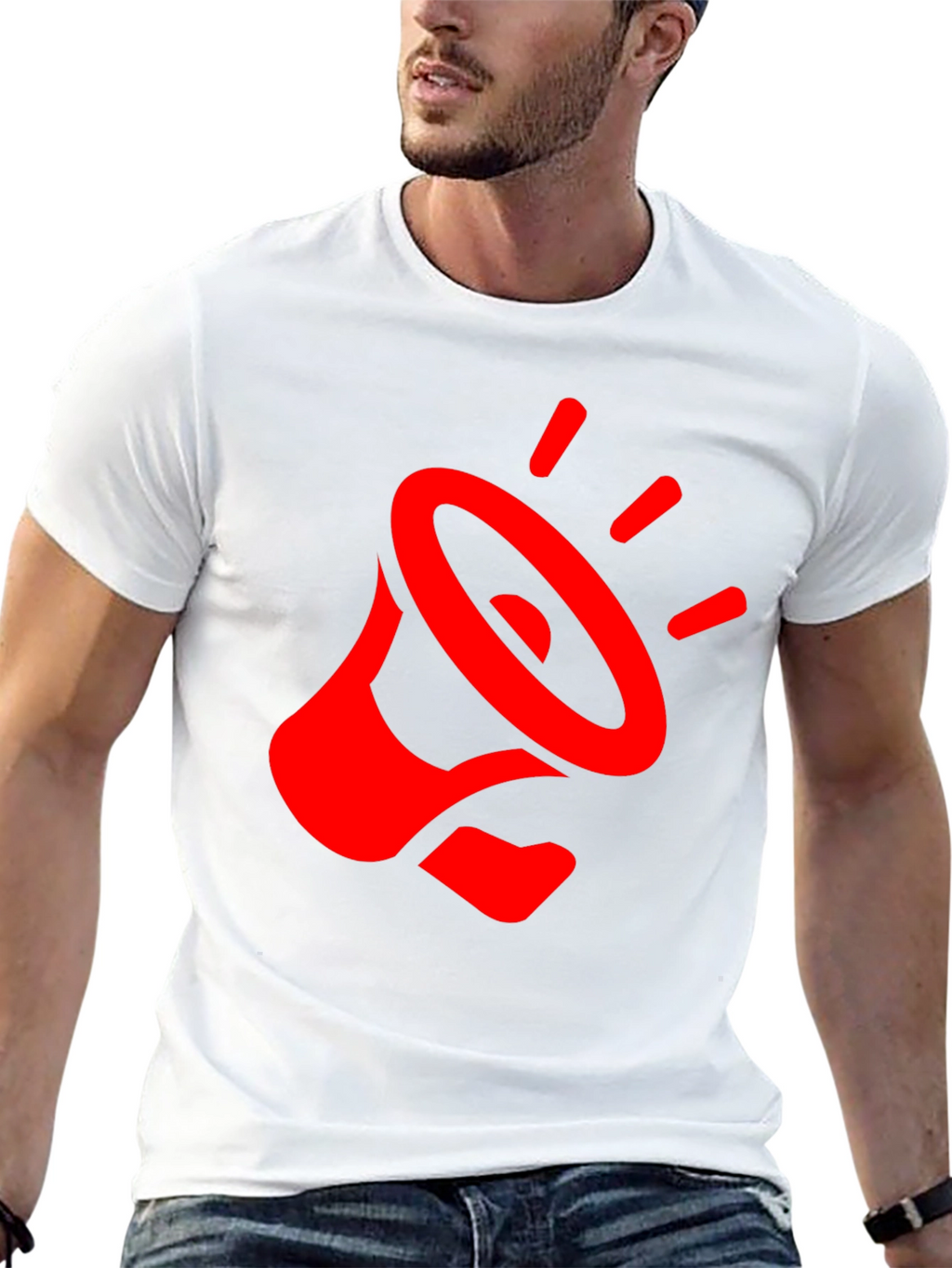 Red Megaphone Graphic Black T-Shirt