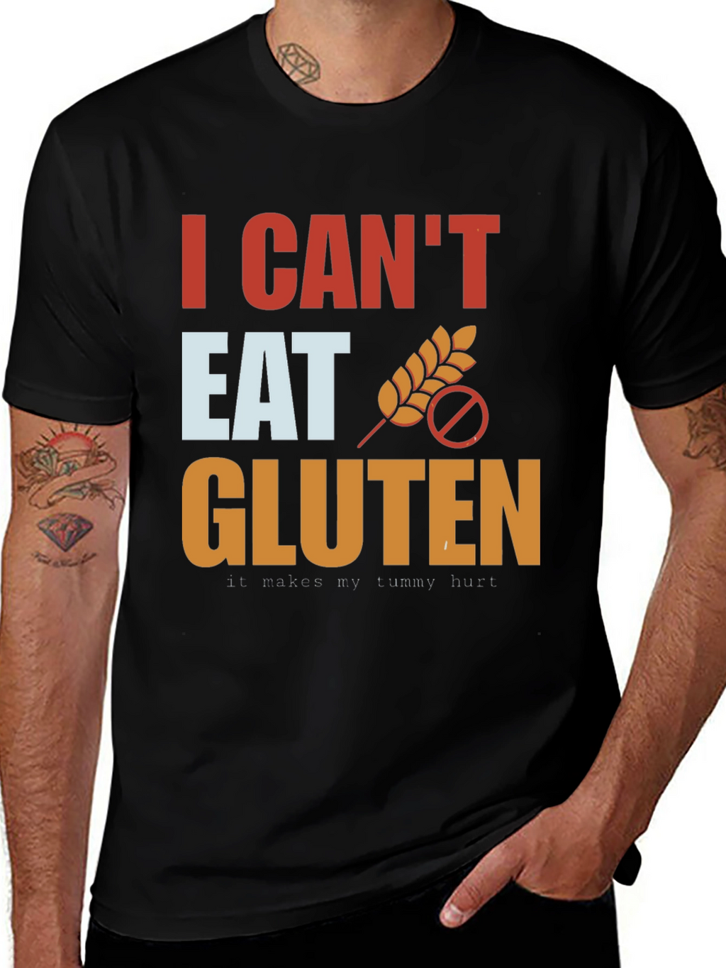 I Cant Eat Gluten T-Shirt - Black