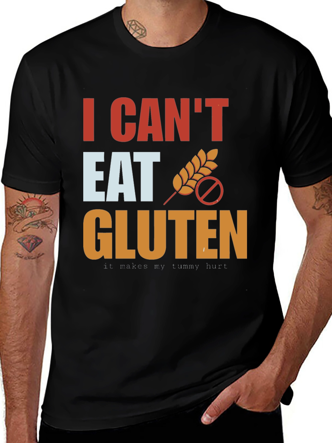 I Cant Eat Gluten T-Shirt - Black
