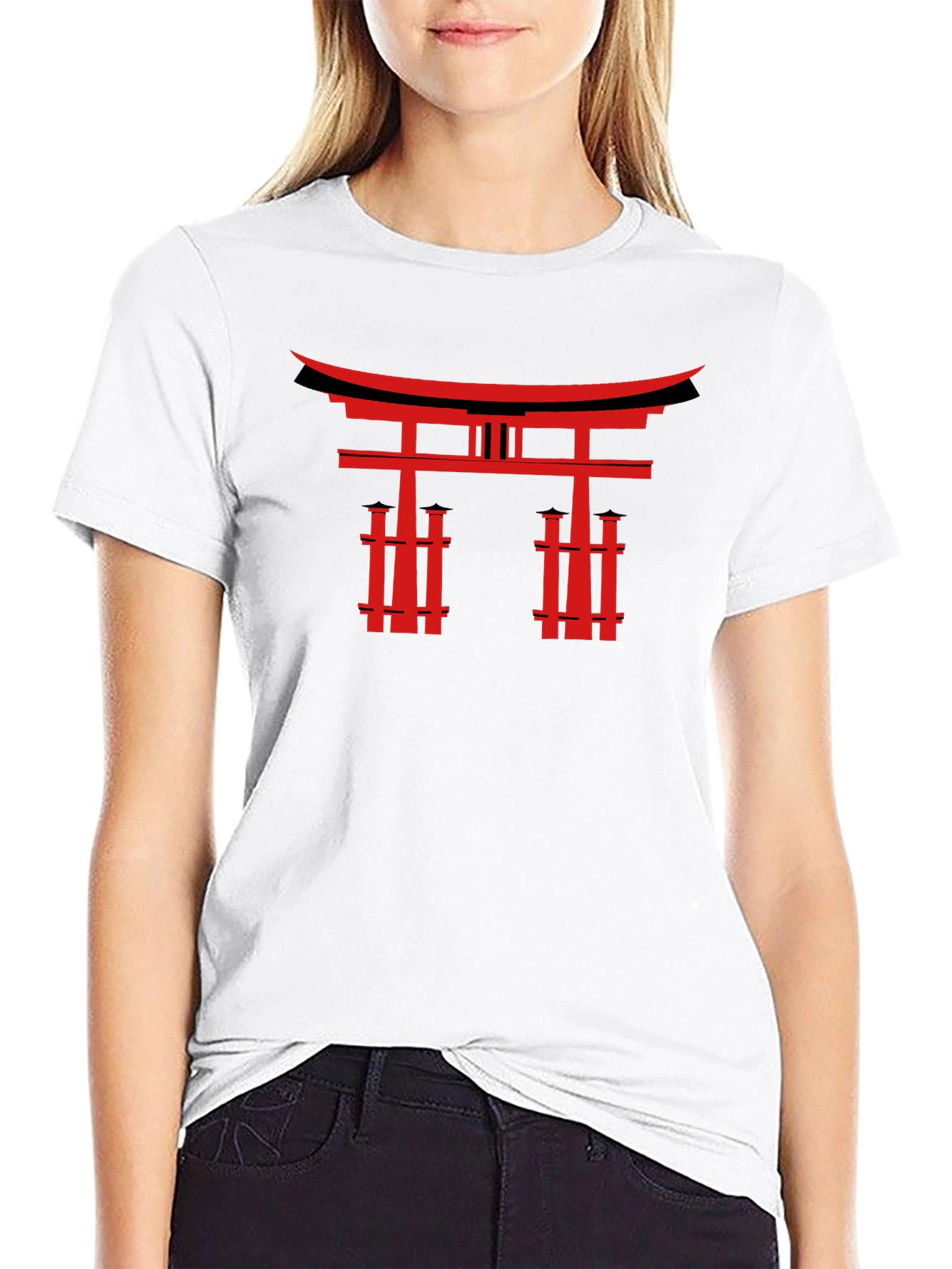 Japanese Torii Gate Graphic Tee - Black