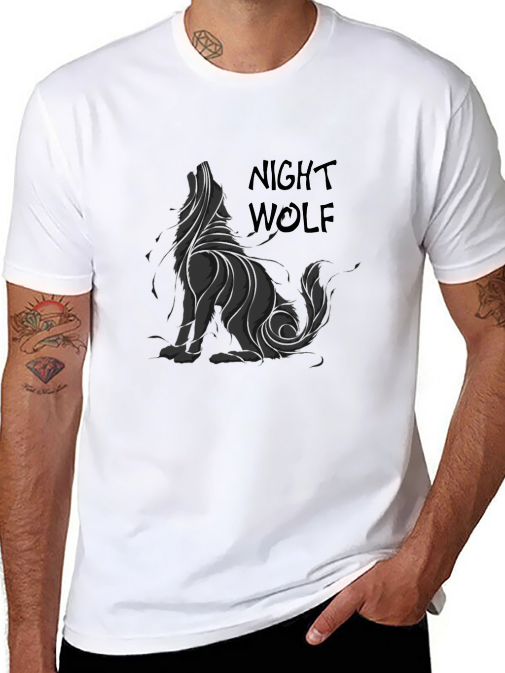 Night Wolf Graphic Print T-Shirt