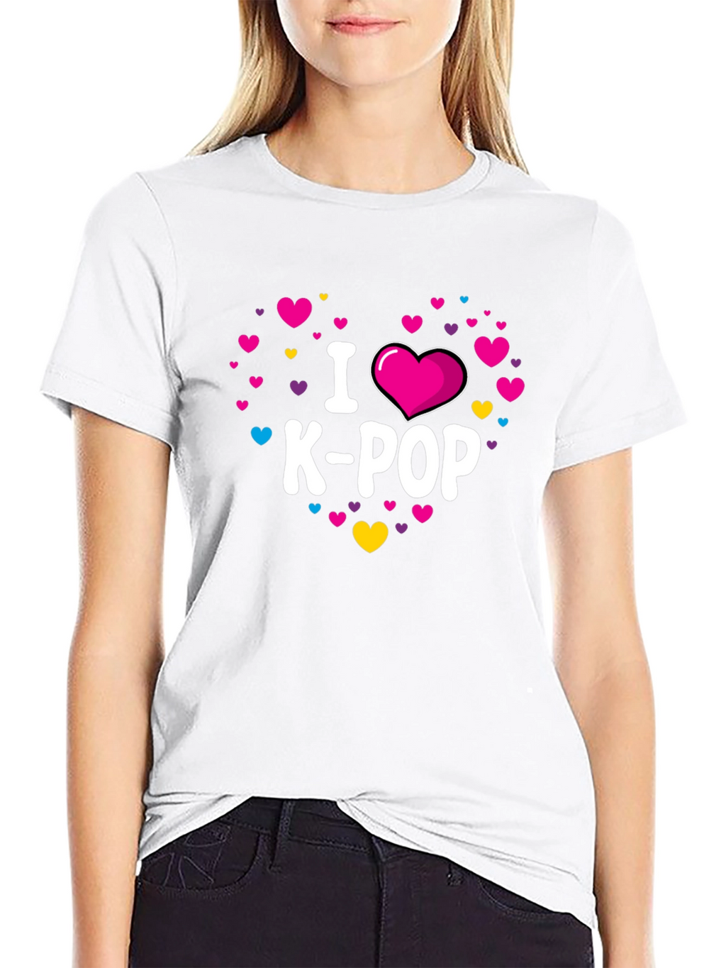 I Heart K-Pop Graphic Tee - Black Cotton T-Shirt