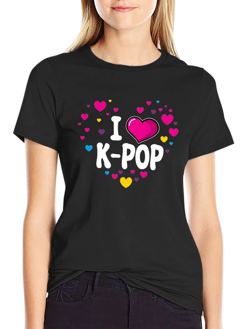 I Heart K-Pop Graphic Tee - Black Cotton T-Shirt