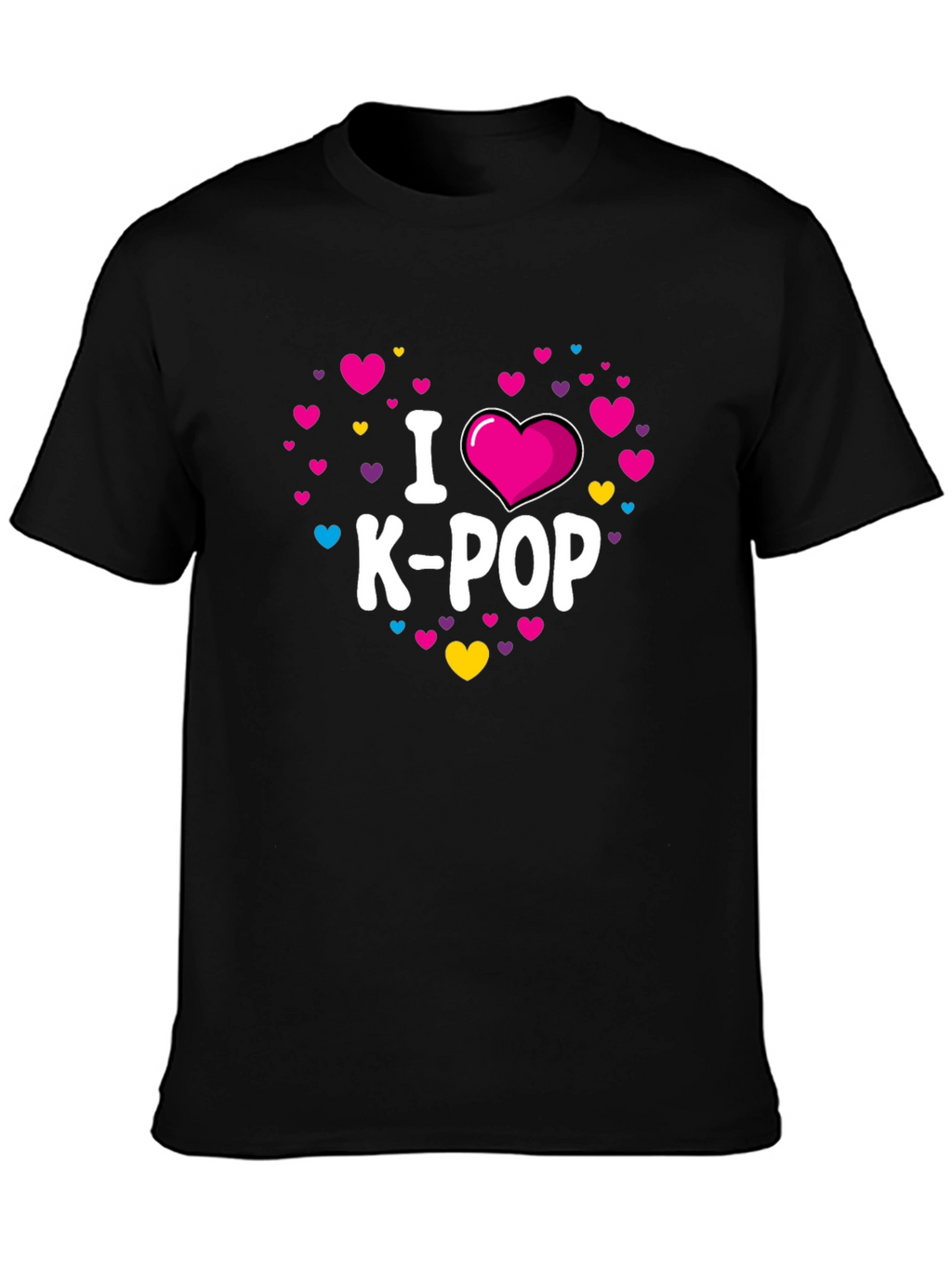 I Heart K-Pop Graphic Tee - Black Cotton T-Shirt