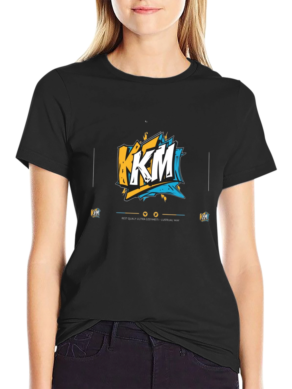 KFM Graphic Print Black T-Shirt