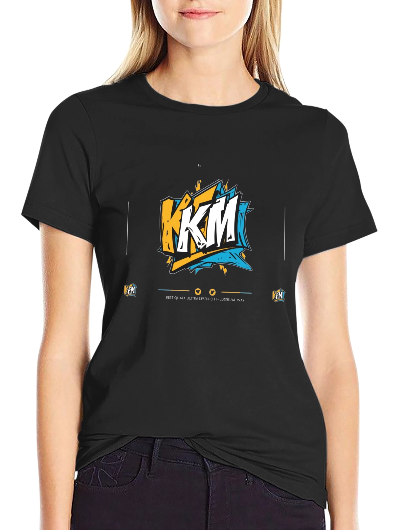 KFM Graphic Print Black T-Shirt