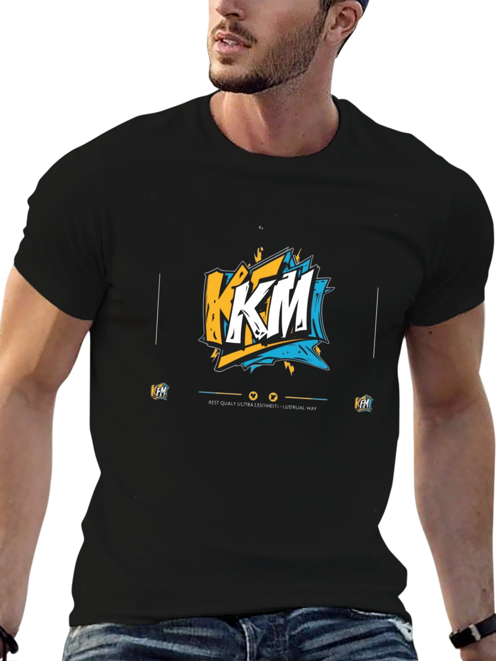 KFM Graphic Print Black T-Shirt