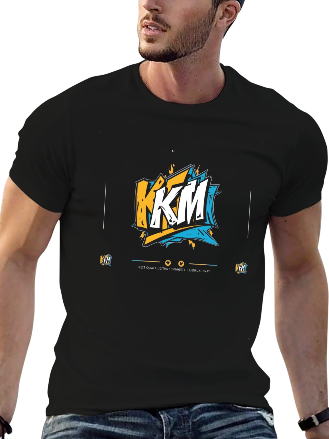 KFM Graphic Print Black T-Shirt