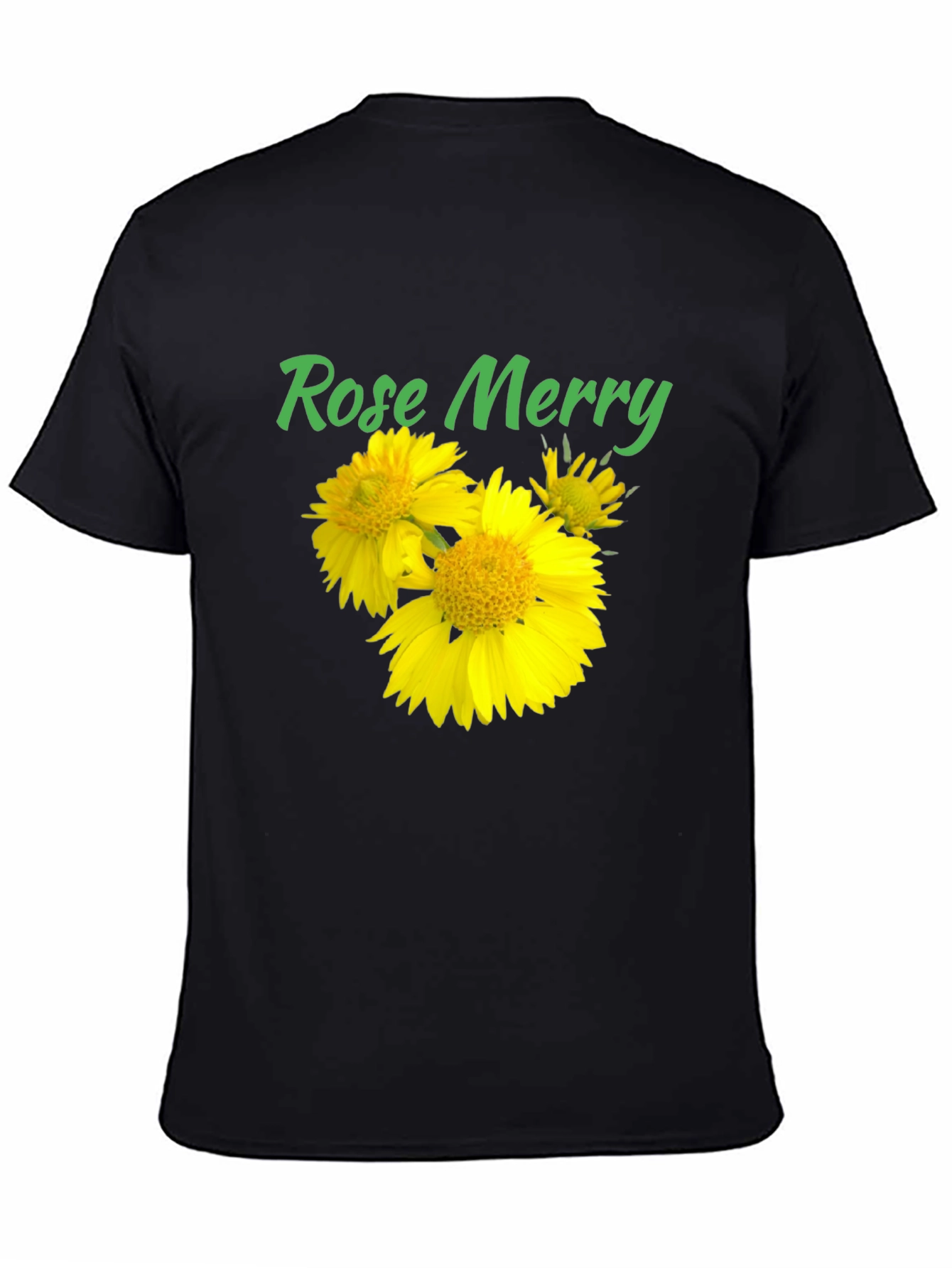 Rose Merry Sunflower Graphic Black T-Shirt