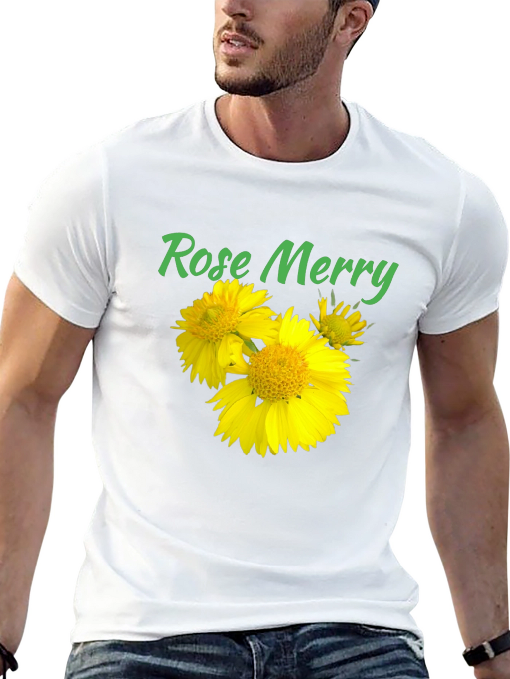 Rose Merry Sunflower Graphic Black T-Shirt