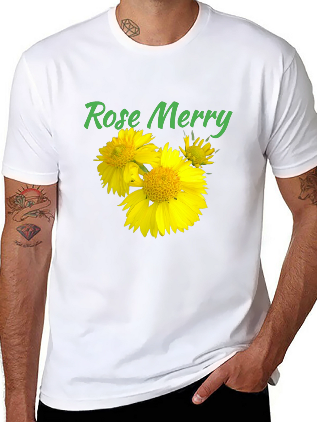 Rose Merry Sunflower Graphic Black T-Shirt