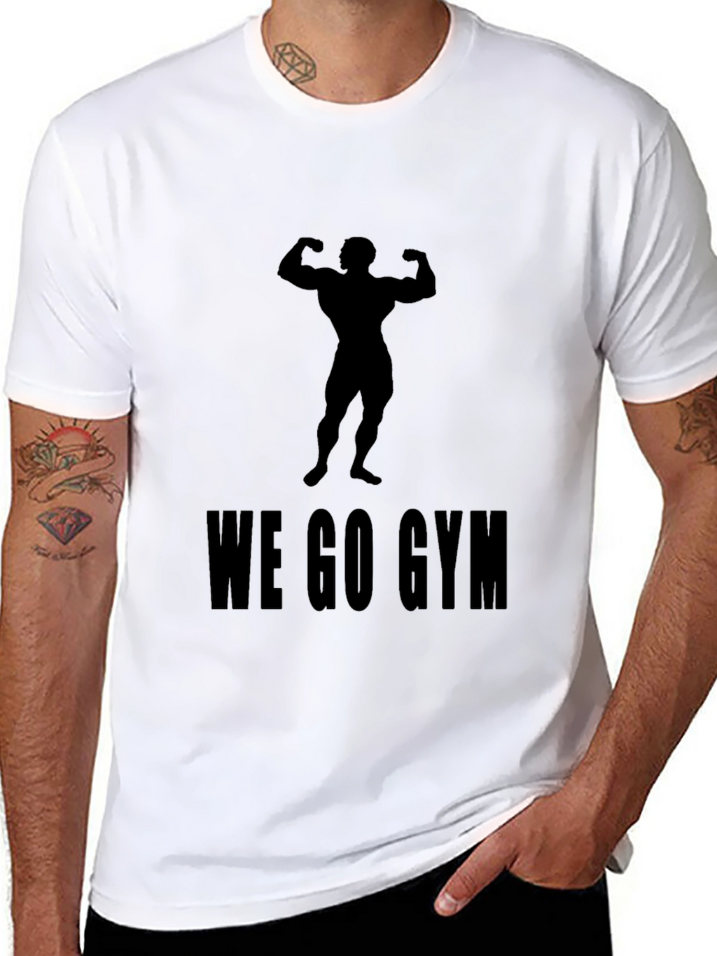 We Go Gym Black T-Shirt - Bodybuilder Design