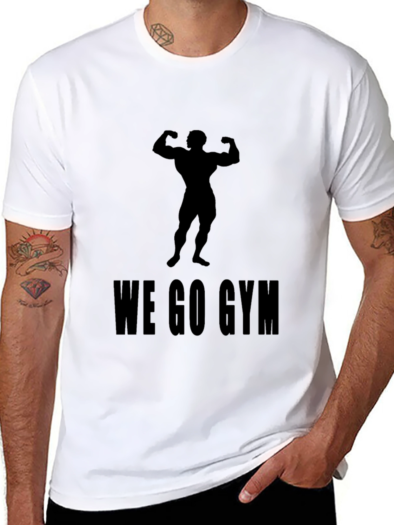 We Go Gym Black T-Shirt - Bodybuilder Design
