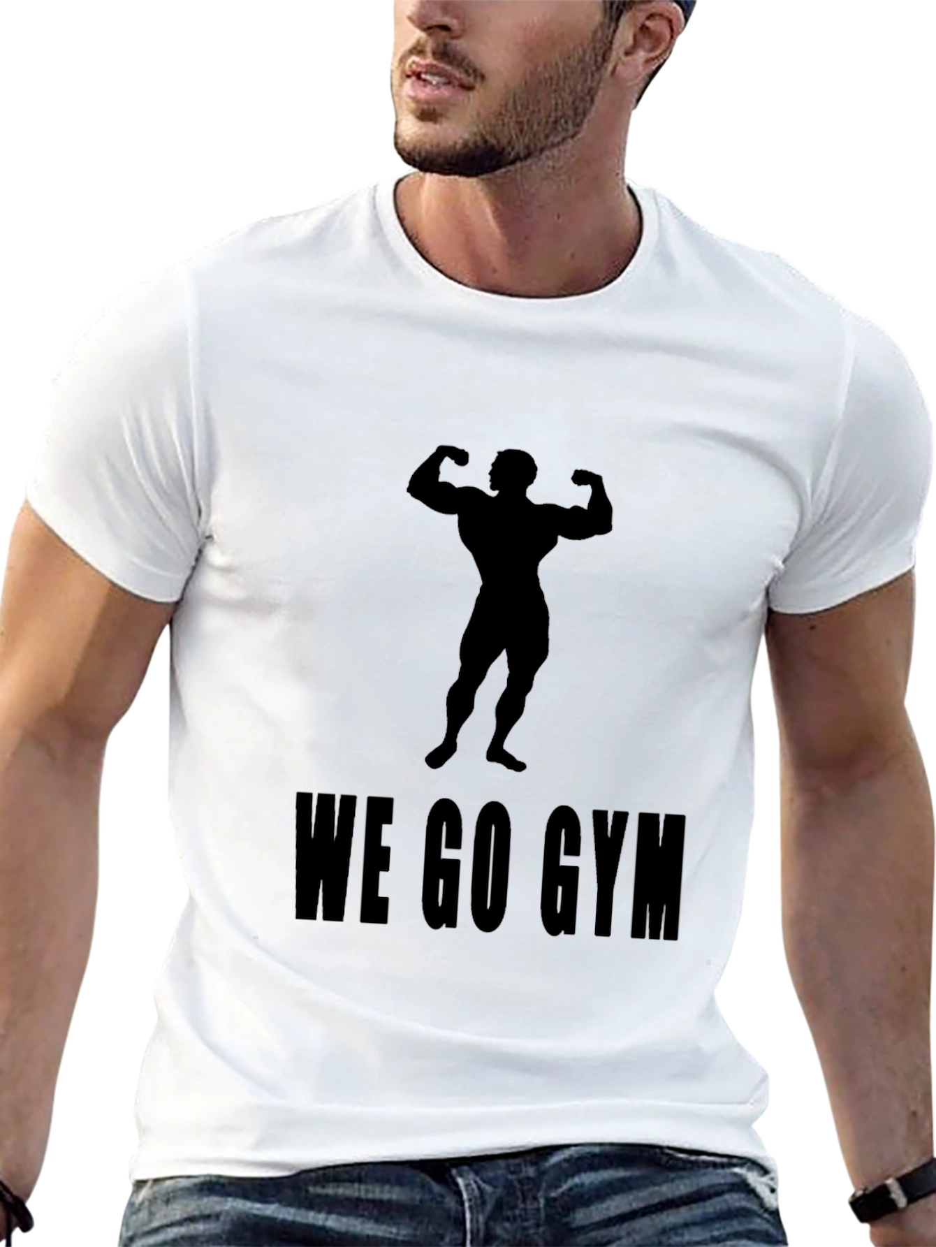 We Go Gym Black T-Shirt - Bodybuilder Design