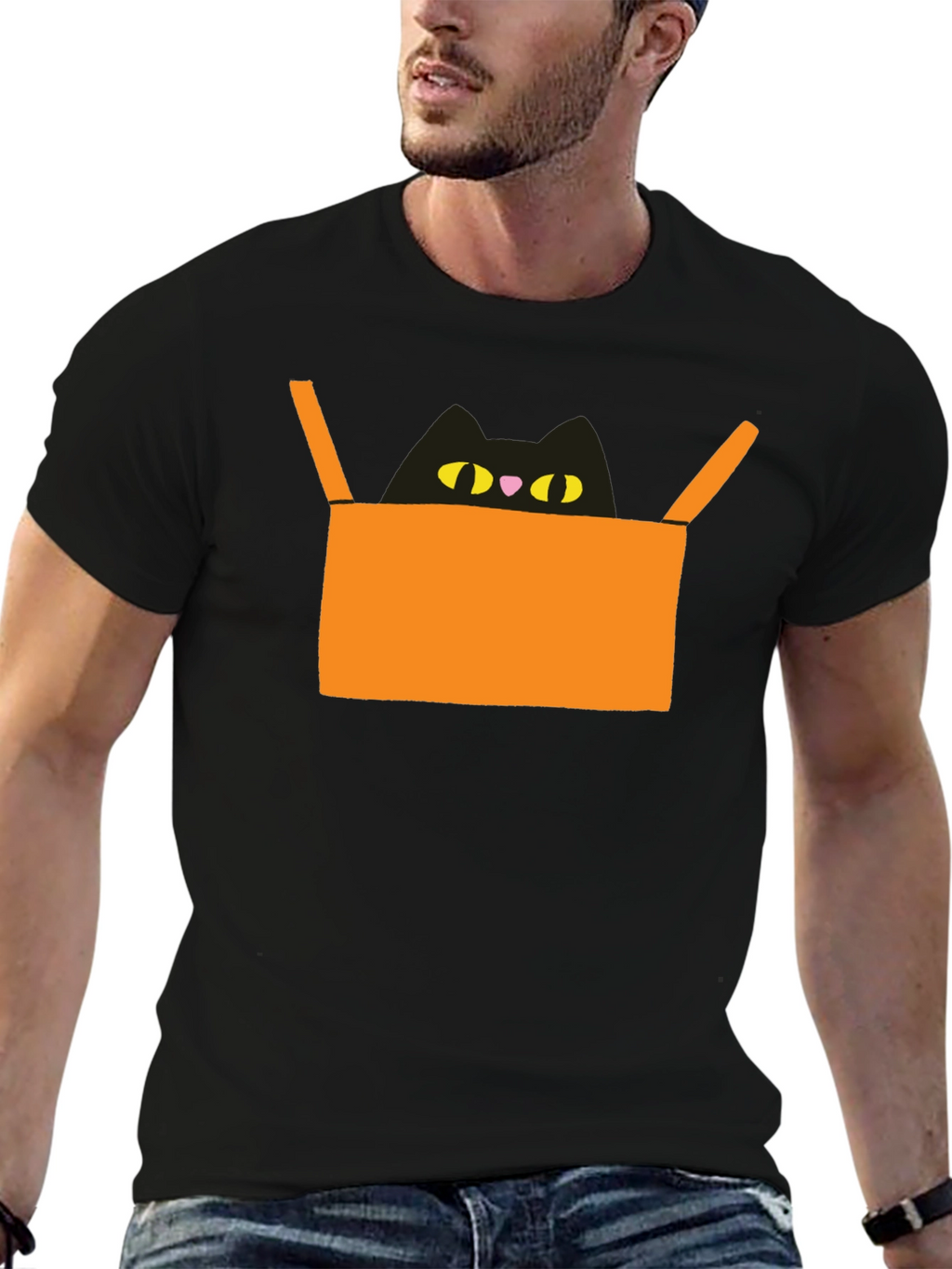 Cat in Box Graphic Tee - Unique Design