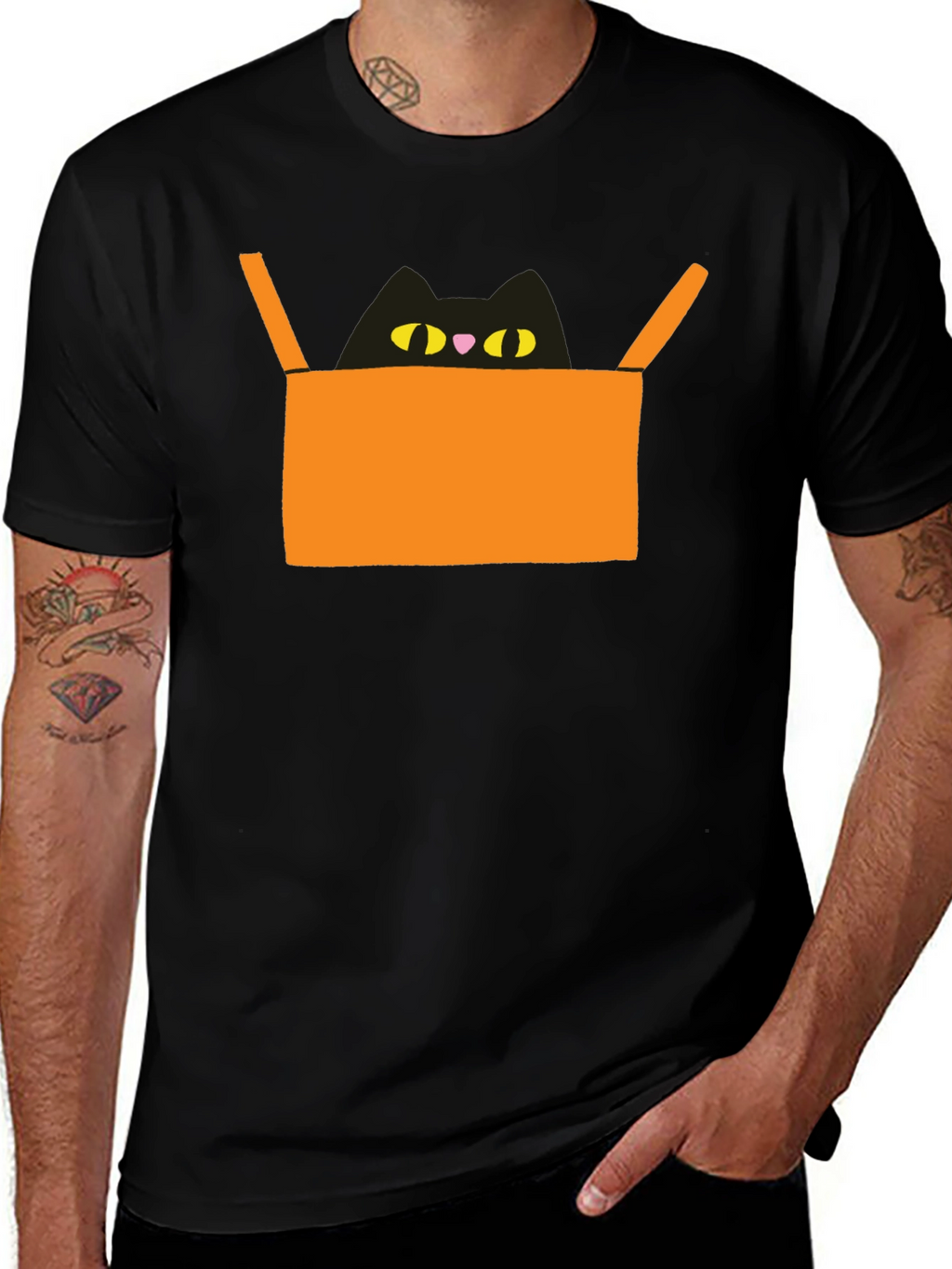 Cat in Box Graphic Tee - Unique Design