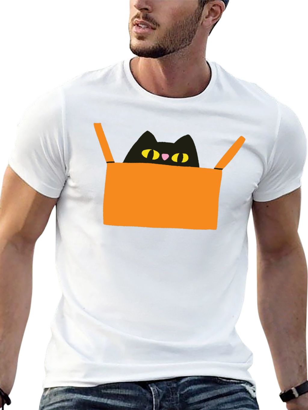 Cat in Box Graphic Tee - Unique Design