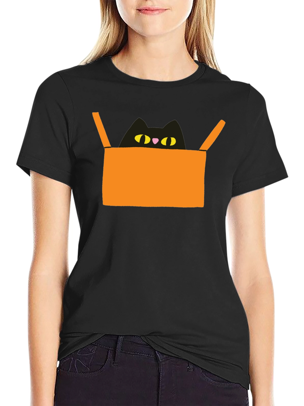 Cat in Box Graphic Tee - Unique Design