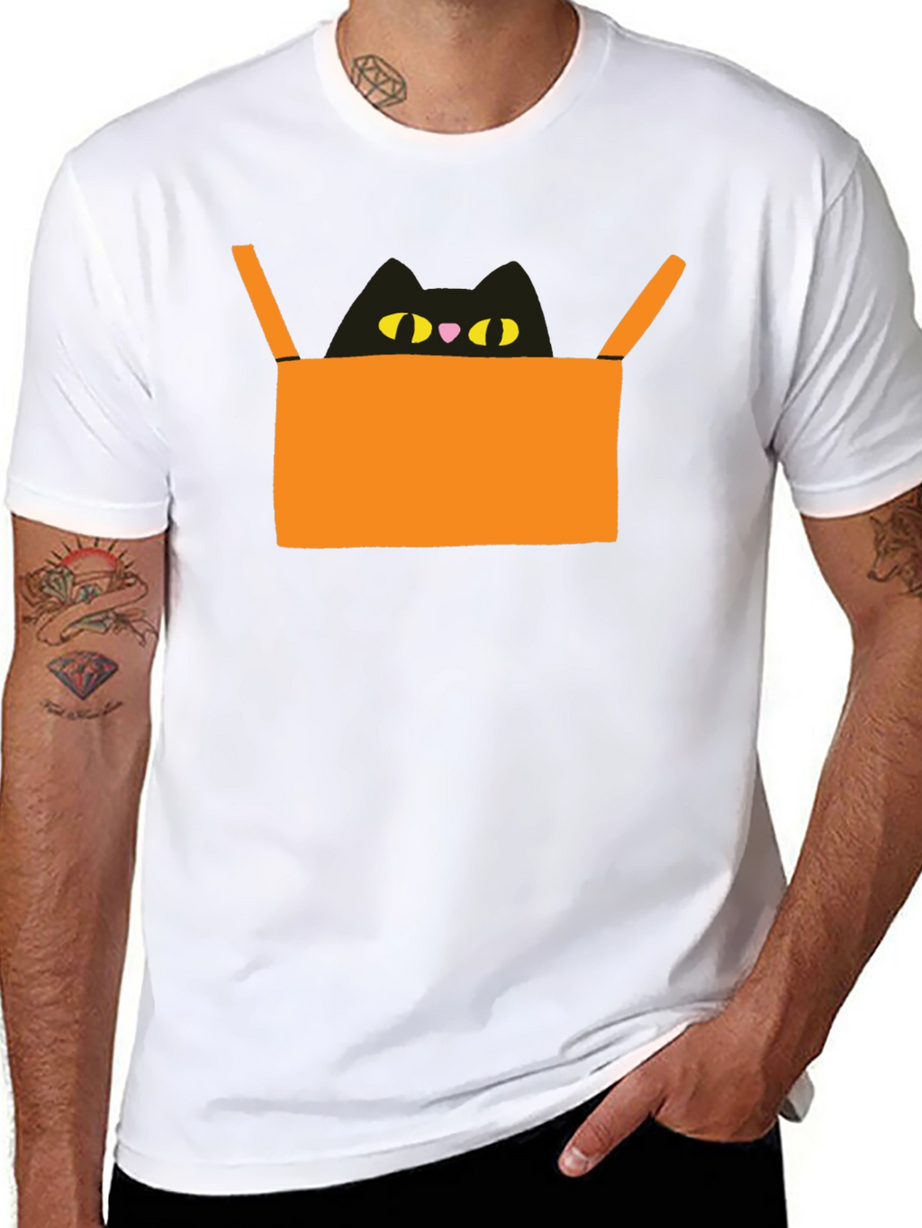 Cat in Box Graphic Tee - Unique Design