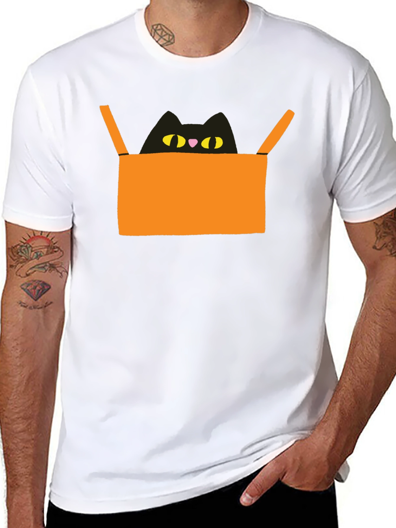 Cat in Box Graphic Tee - Unique Design
