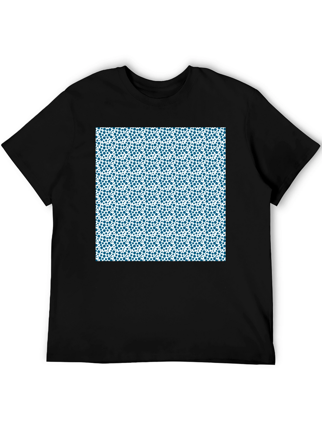 Modern Blue Dot Pattern Black T-Shirt