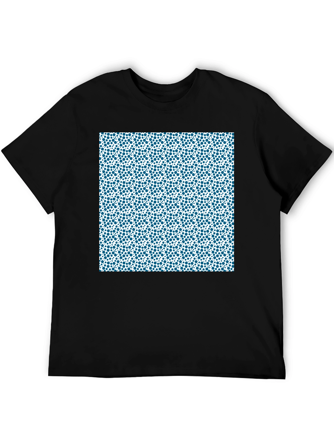 Modern Blue Dot Pattern Black T-Shirt
