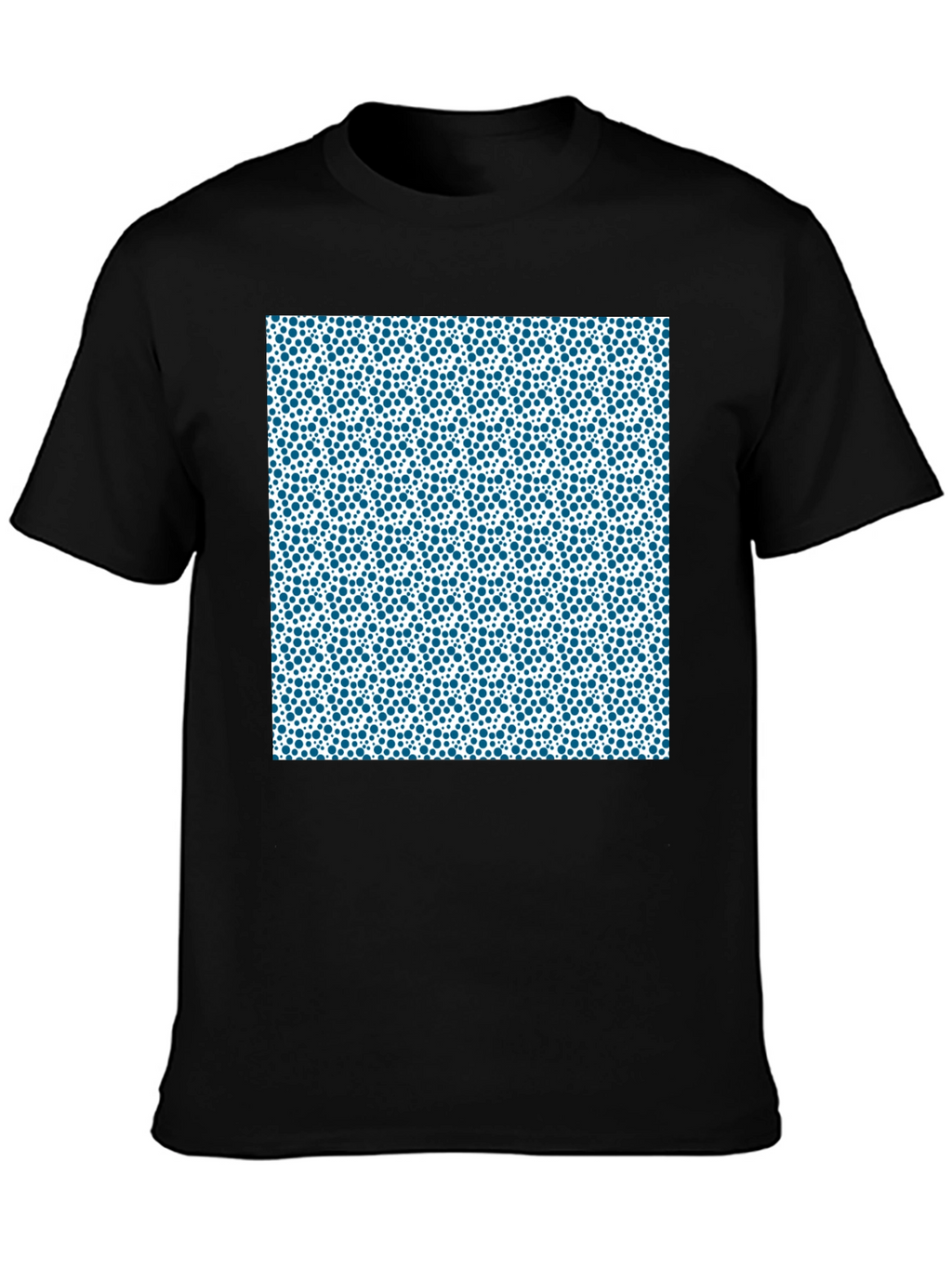 Modern Blue Dot Pattern Black T-Shirt