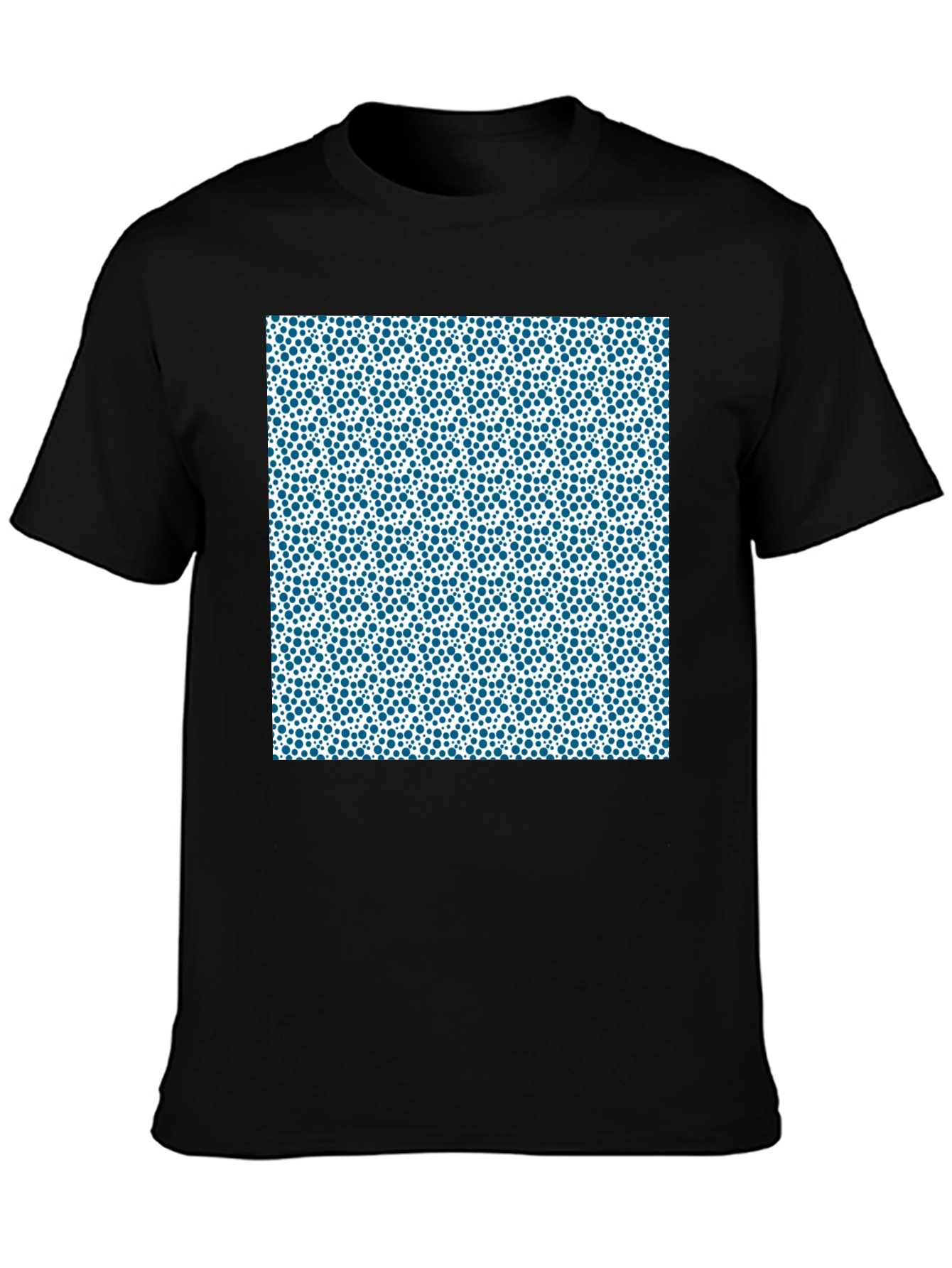 Modern Blue Dot Pattern Black T-Shirt