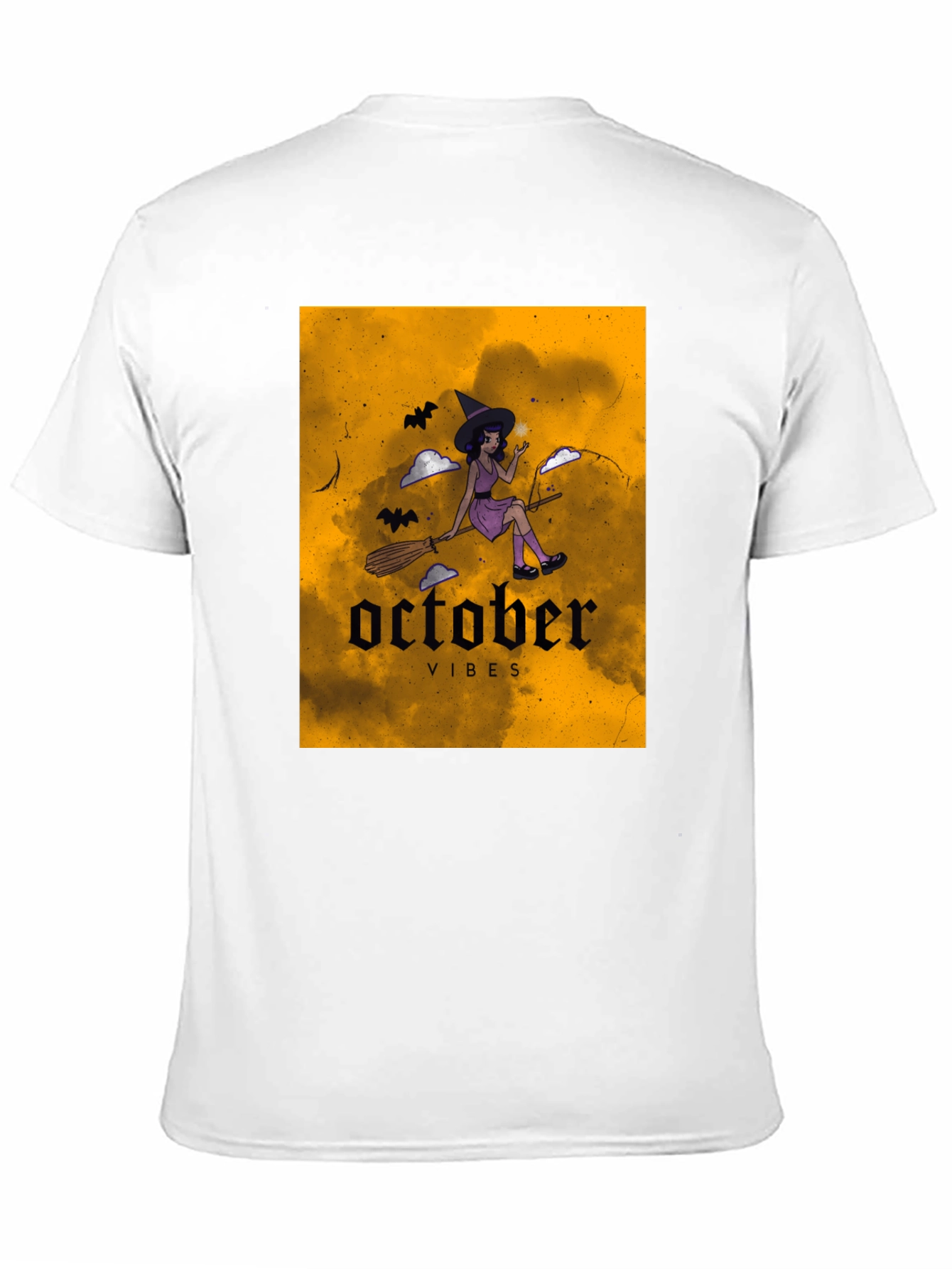 October Vibes Witch Graphic Tee - Black