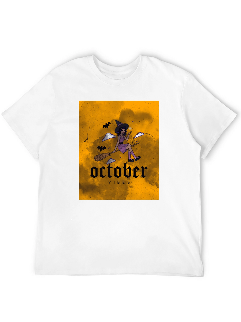October Vibes Witch Graphic Tee - Black