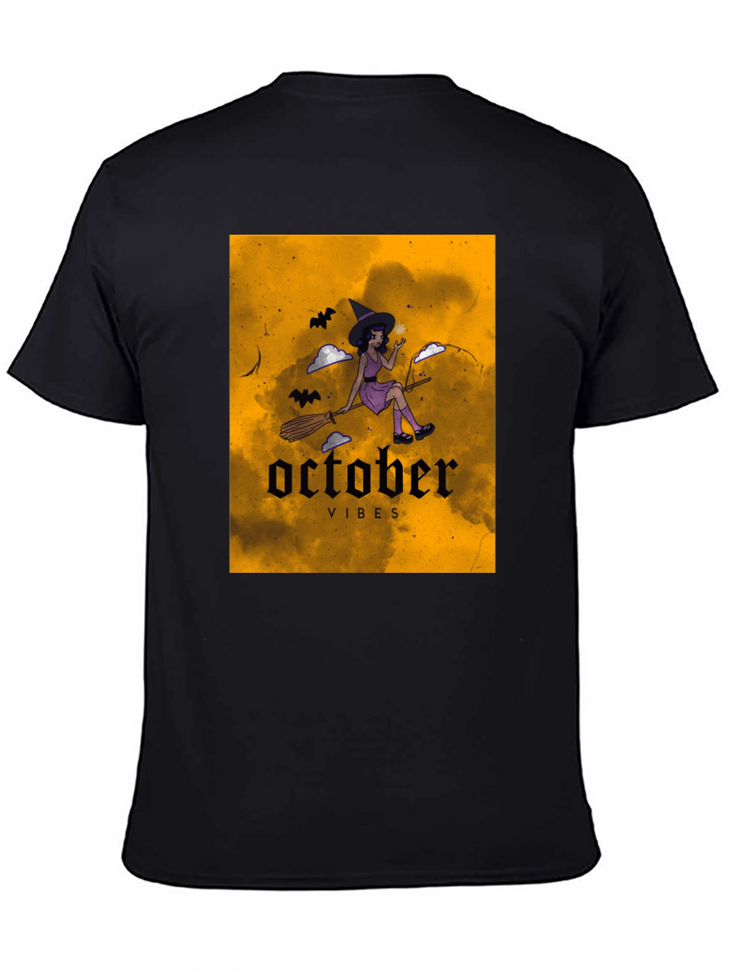 October Vibes Witch Graphic Tee - Black