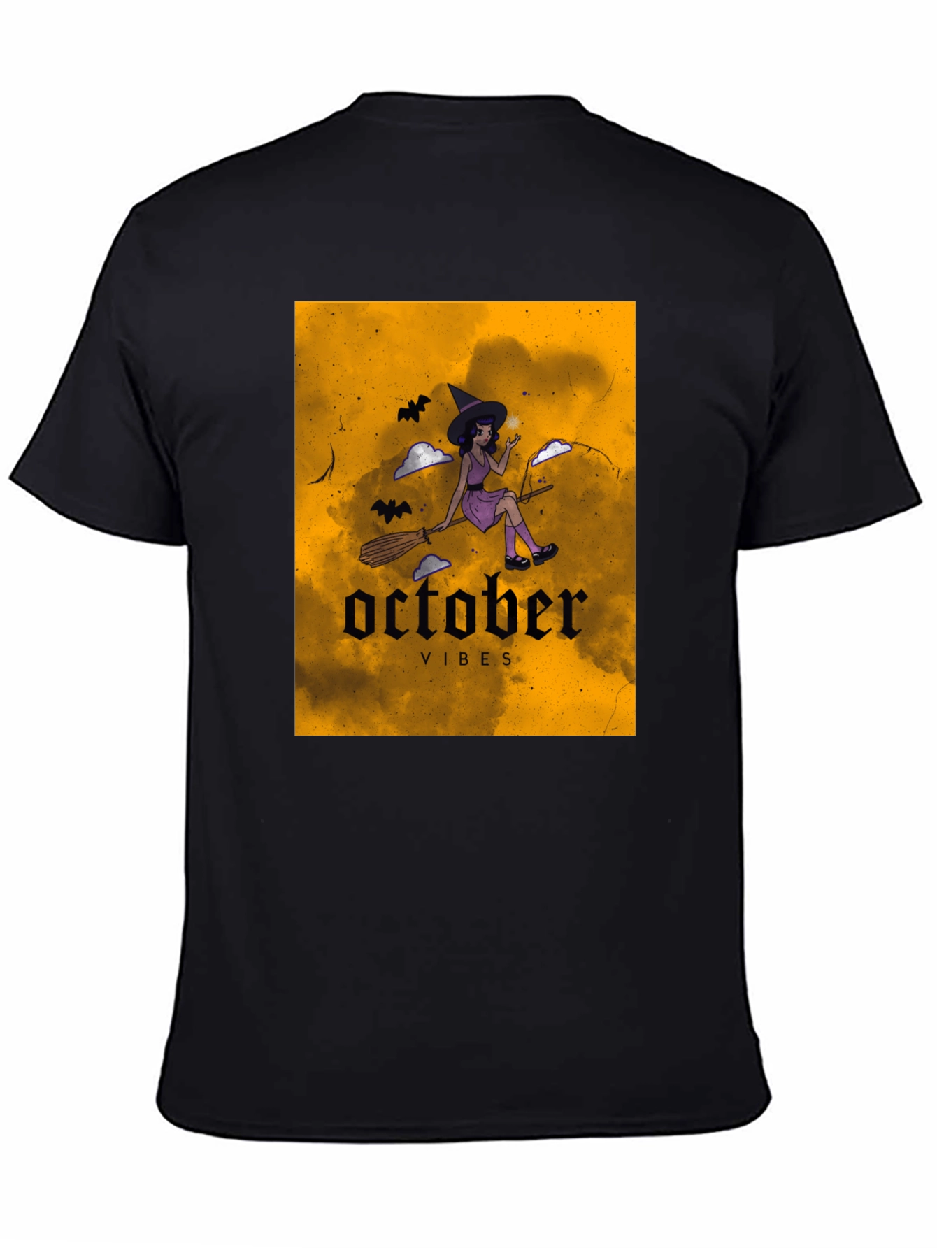 October Vibes Witch Graphic Tee - Black