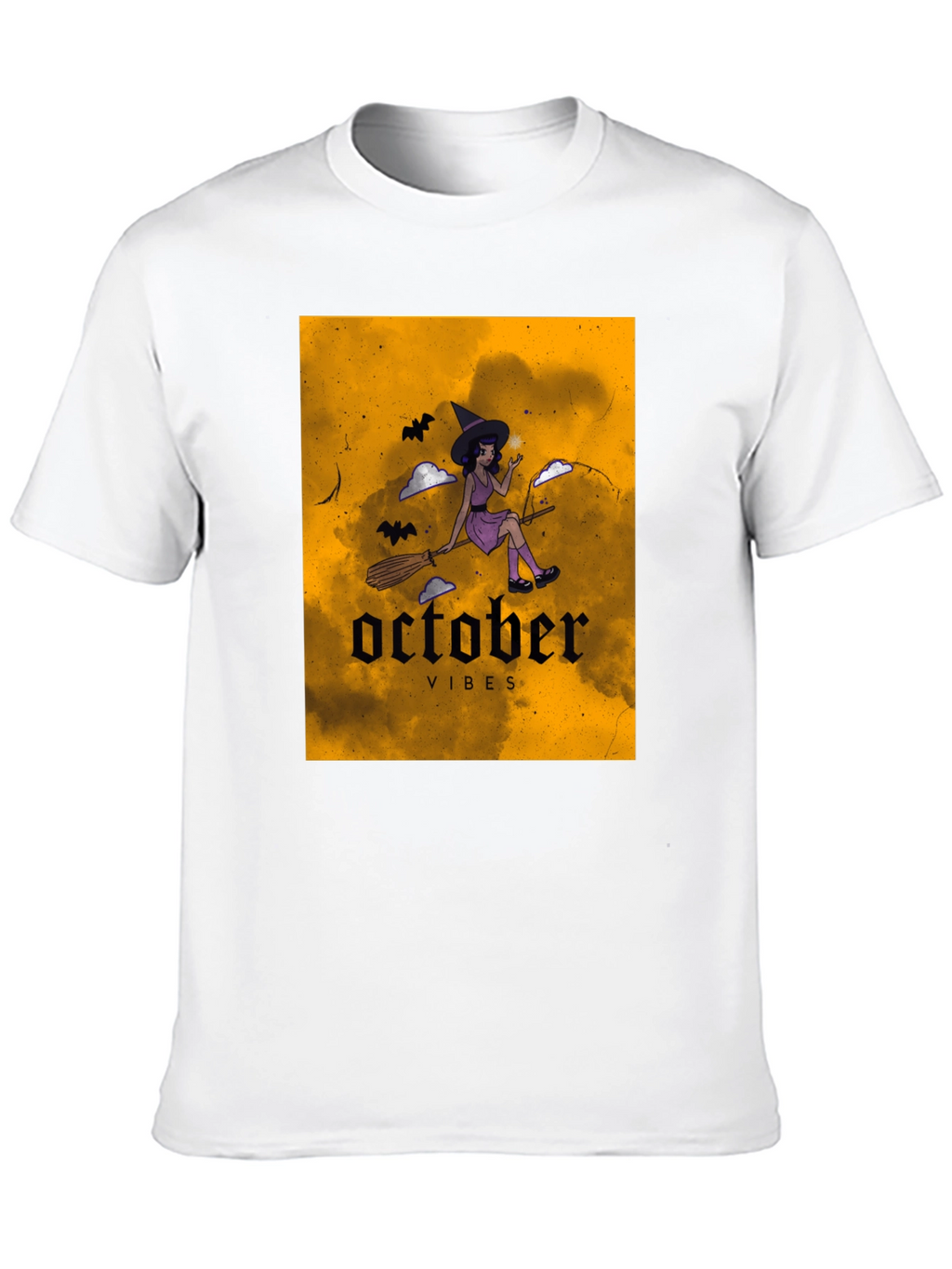 October Vibes Witch Graphic Tee - Black