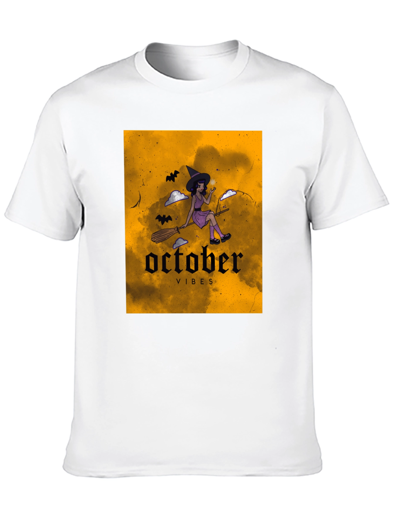 October Vibes Witch Graphic Tee - Black