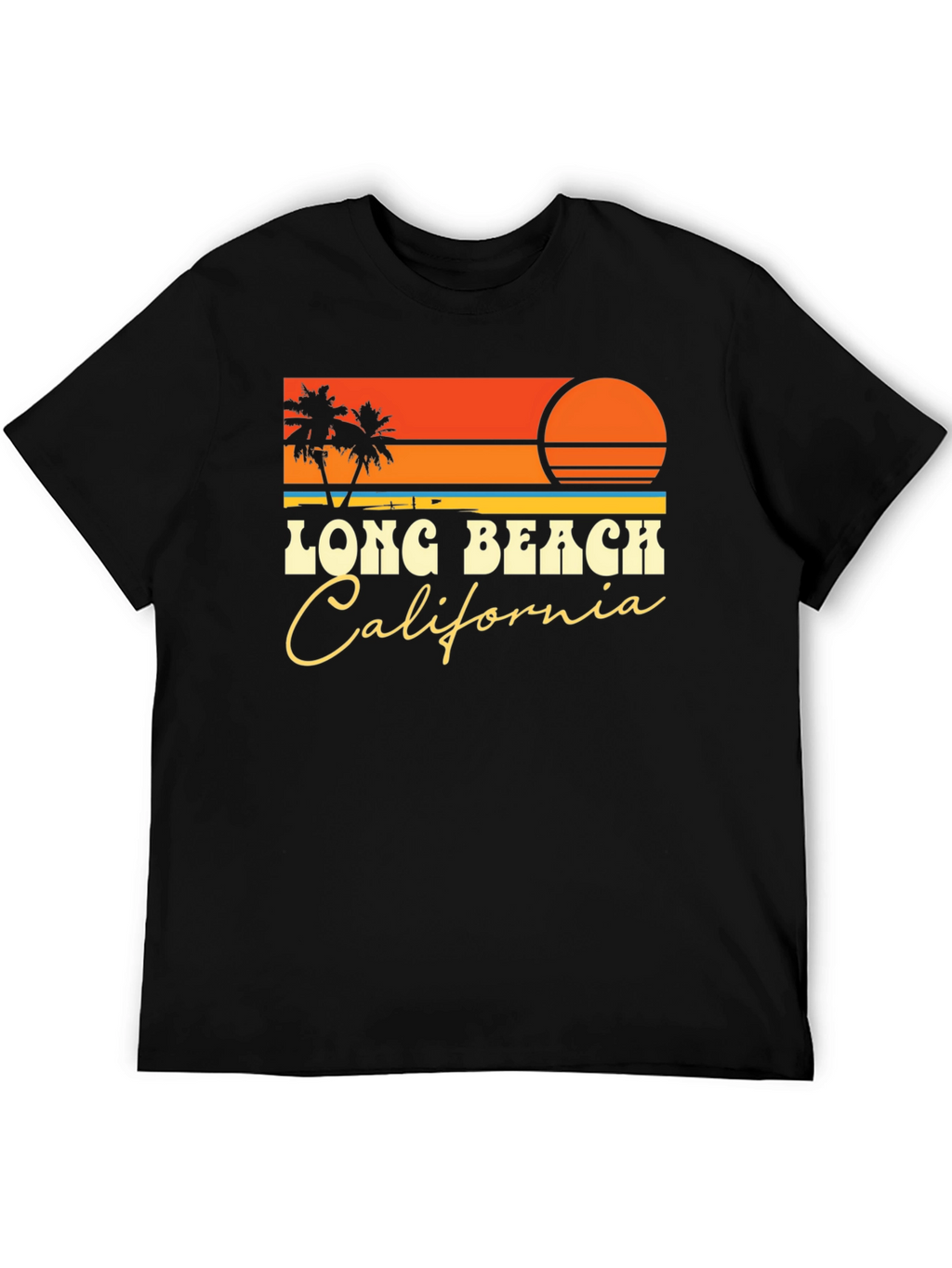 Long Beach California Retro Sunset T-Shirt