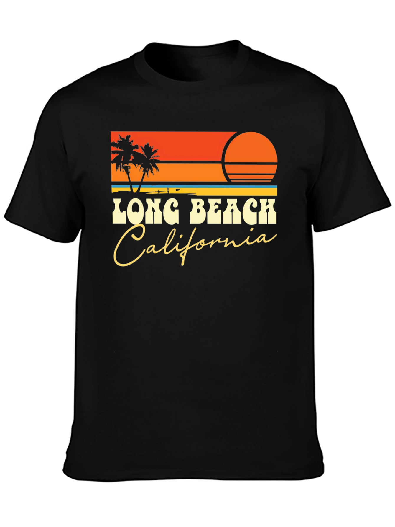 Long Beach California Retro Sunset T-Shirt