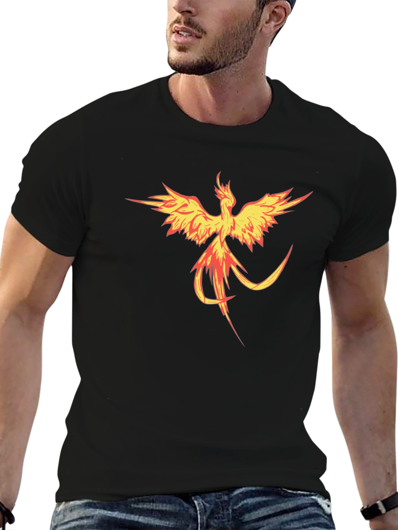 Fiery Phoenix Graphic Tee - Bold Black T-Shirt