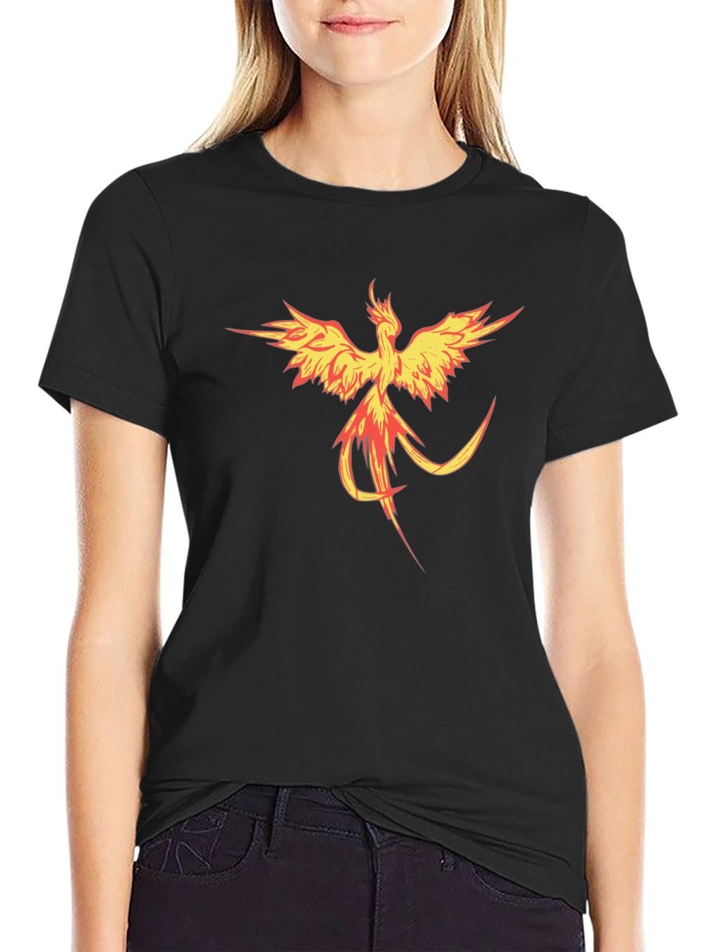 Fiery Phoenix Graphic Tee - Bold Black T-Shirt