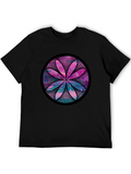 Cosmic Flower Graphic Tee - Black Cotton Blend Shirt
