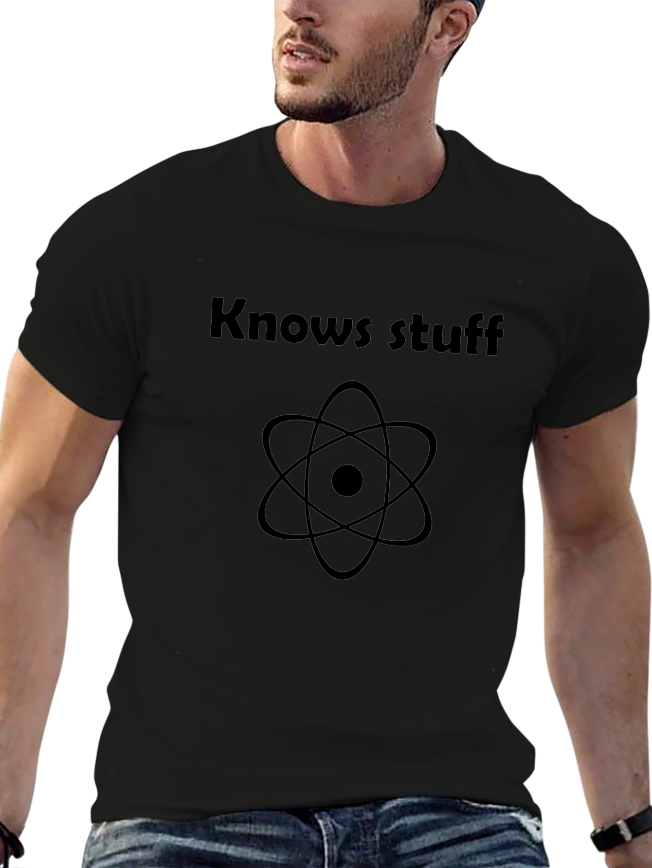 Knows Stuff Atom Graphic Black T-Shirt