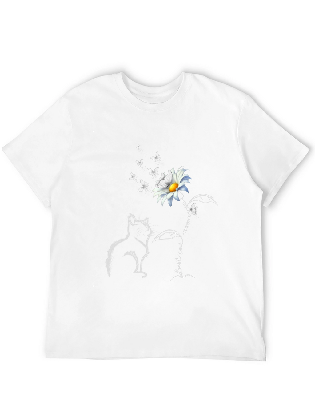 Cat & Daisy T-Shirt: Black Tee with Unique Graphic