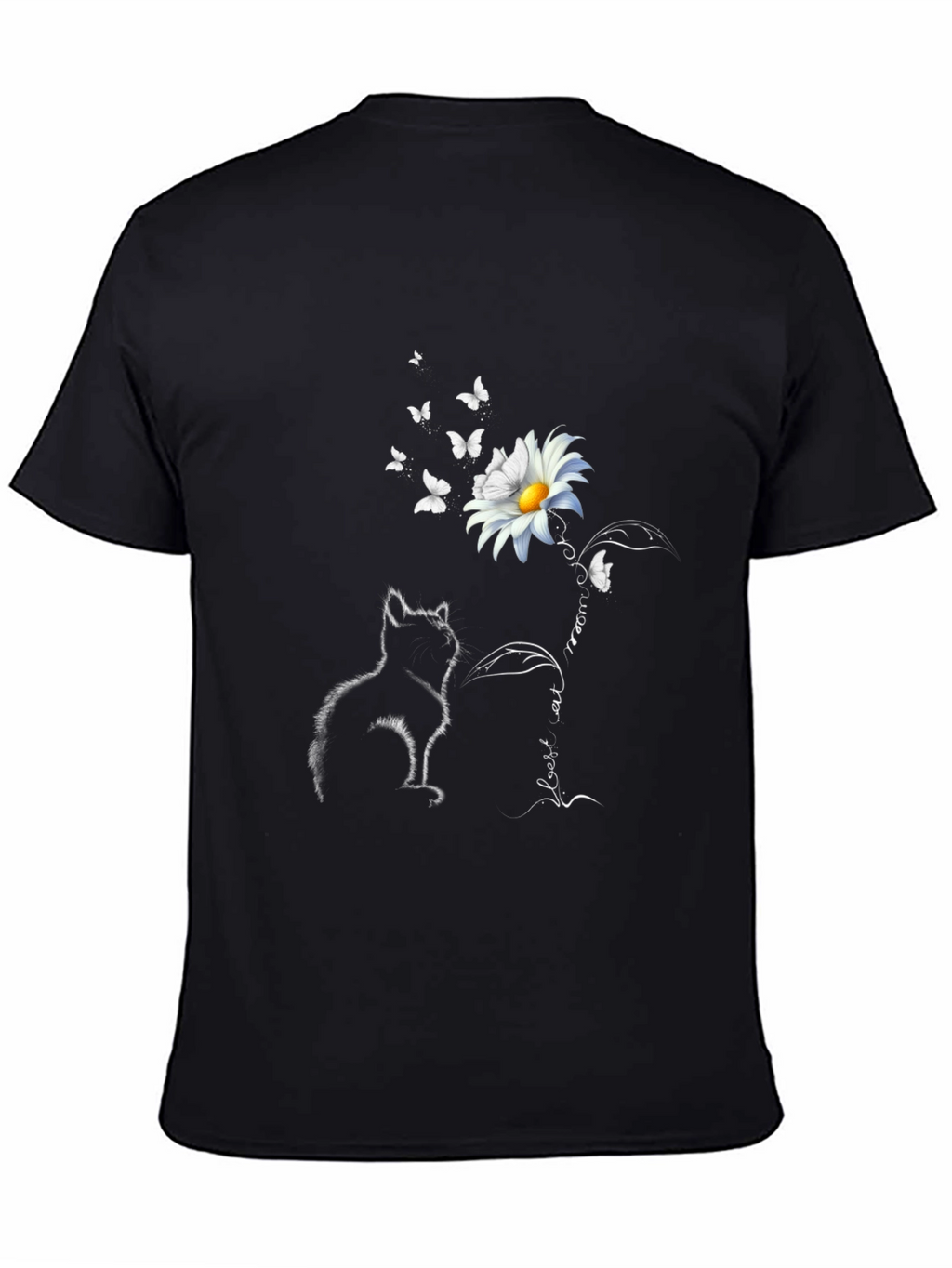 Cat & Daisy T-Shirt: Black Tee with Unique Graphic