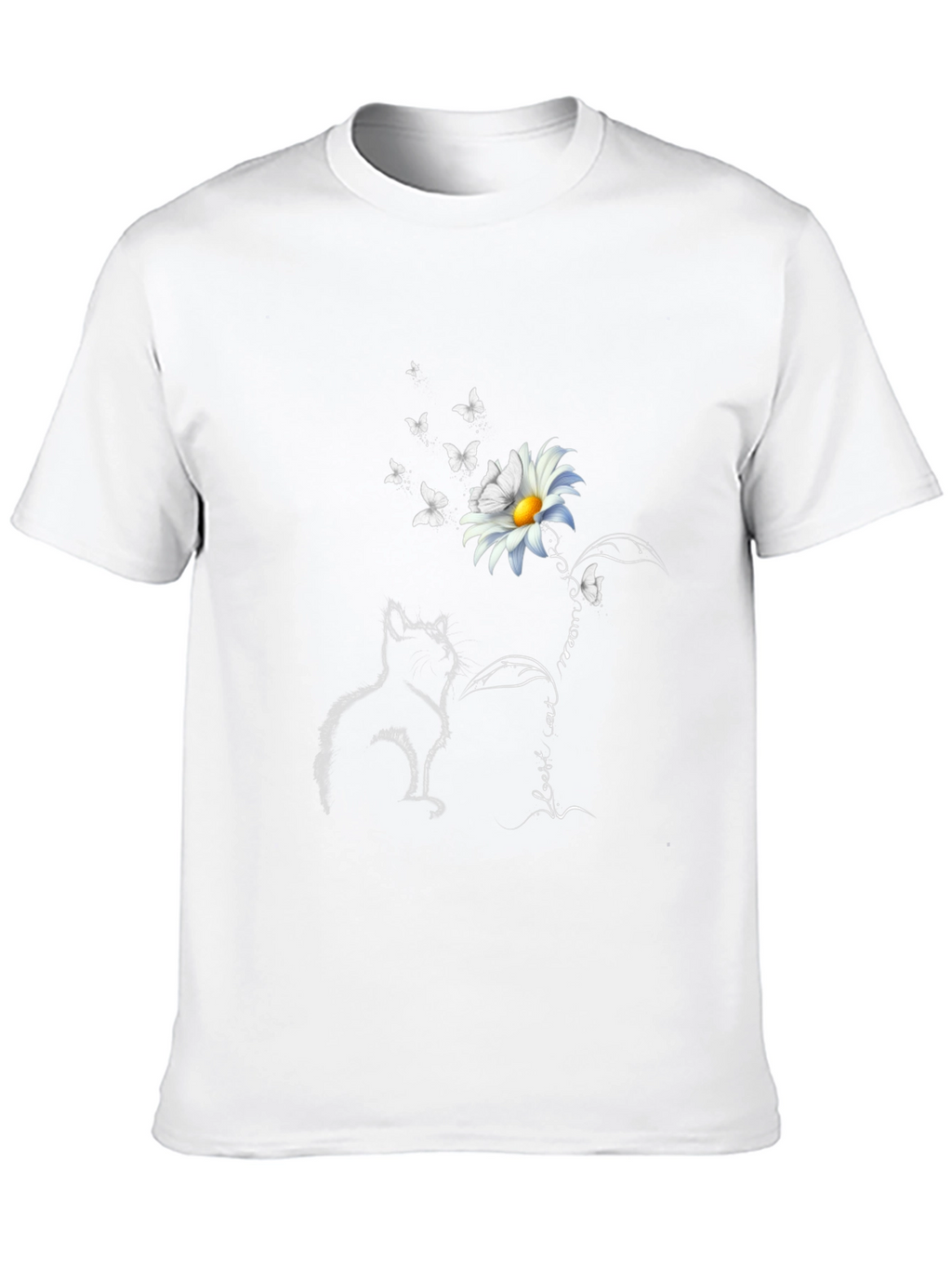 Cat & Daisy T-Shirt: Black Tee with Unique Graphic