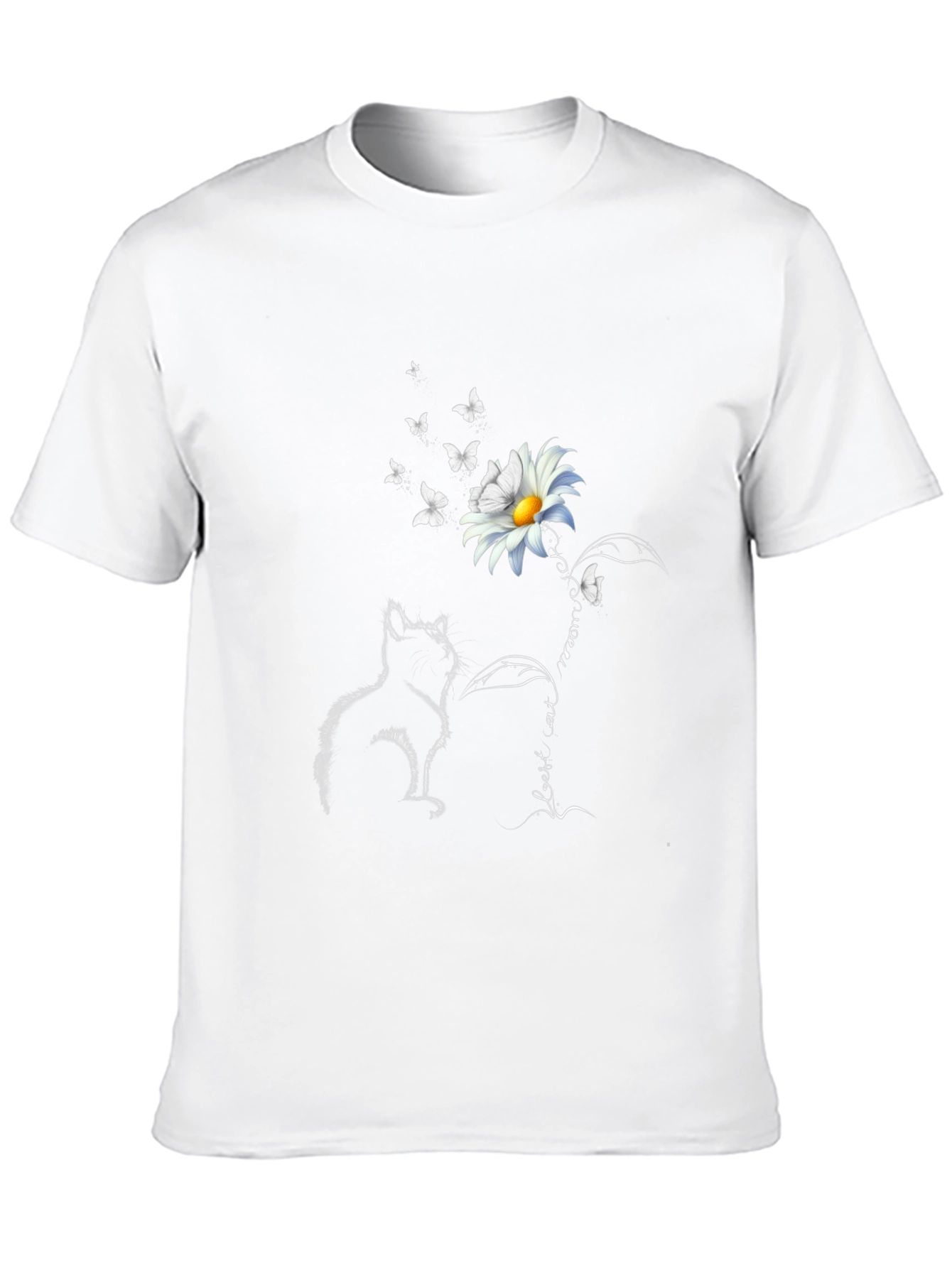 Cat & Daisy T-Shirt: Black Tee with Unique Graphic