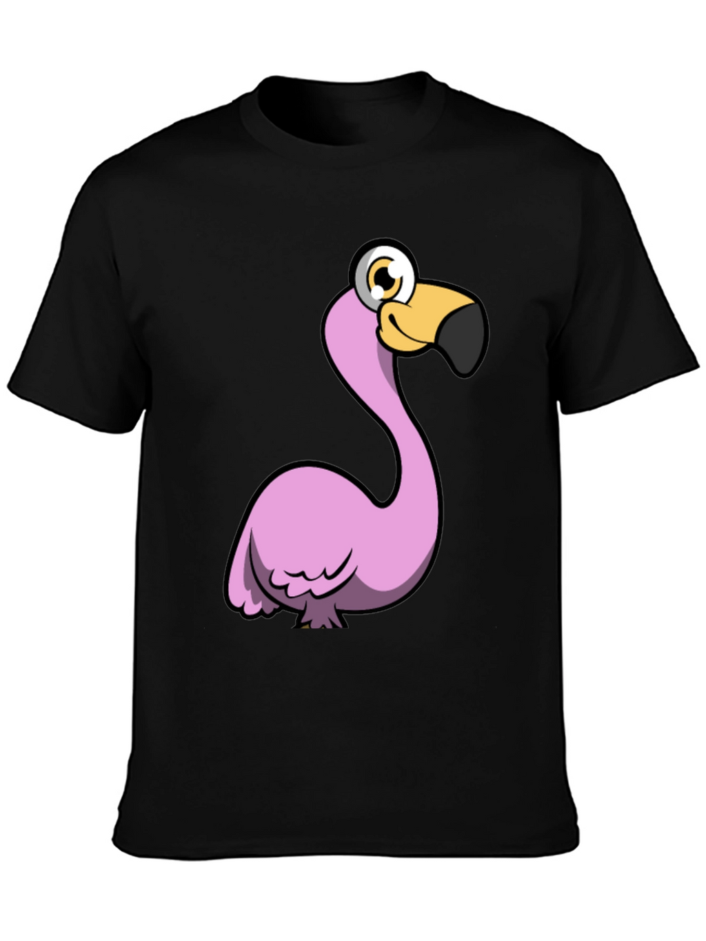 Funny Flamingo Graphic Tee - Black Cotton Shirt
